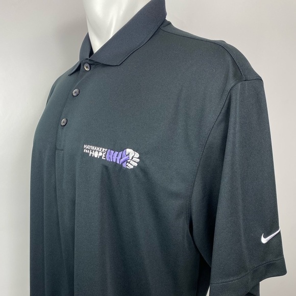 Nike Polo Shirt Mens XL Black Collared Dri-Fit Button Haymakers for hope - Picture 1 of 9